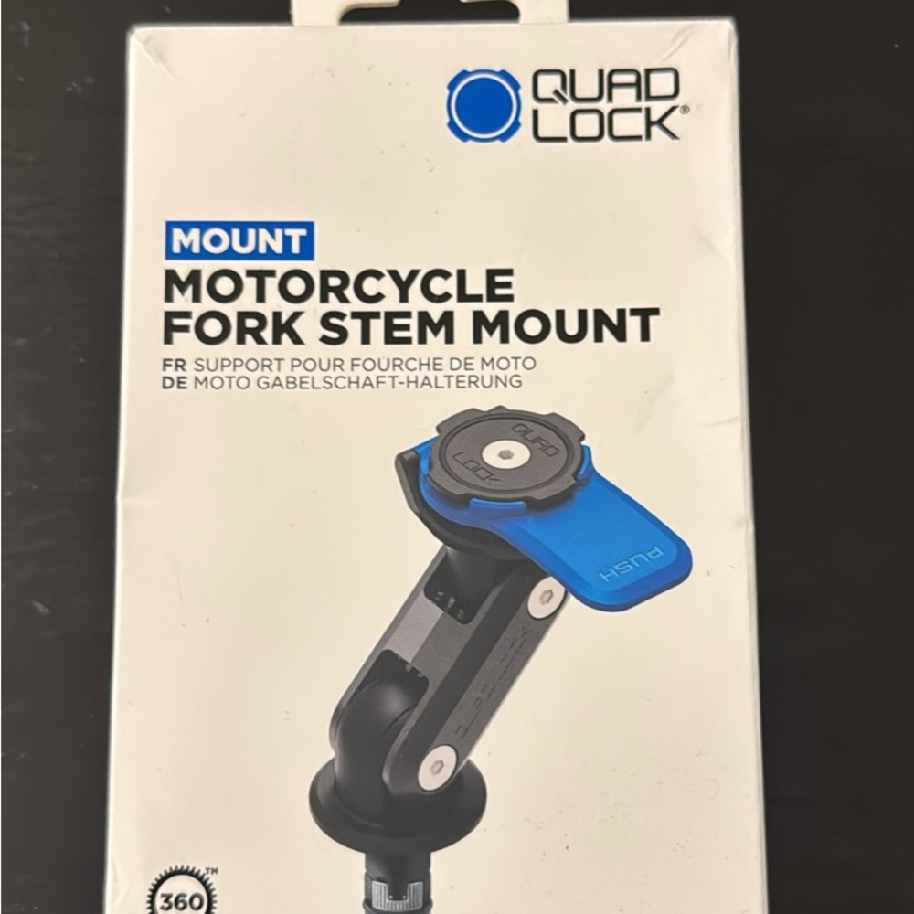 Black and Blue Phone Adapter for Motorcycle Fork Stem